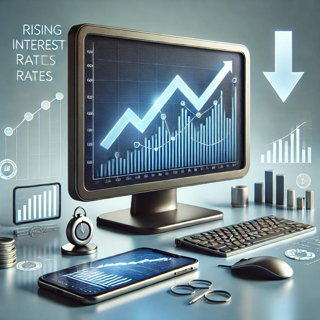 Image showing a fluctuating stock graph in a tech-themed background